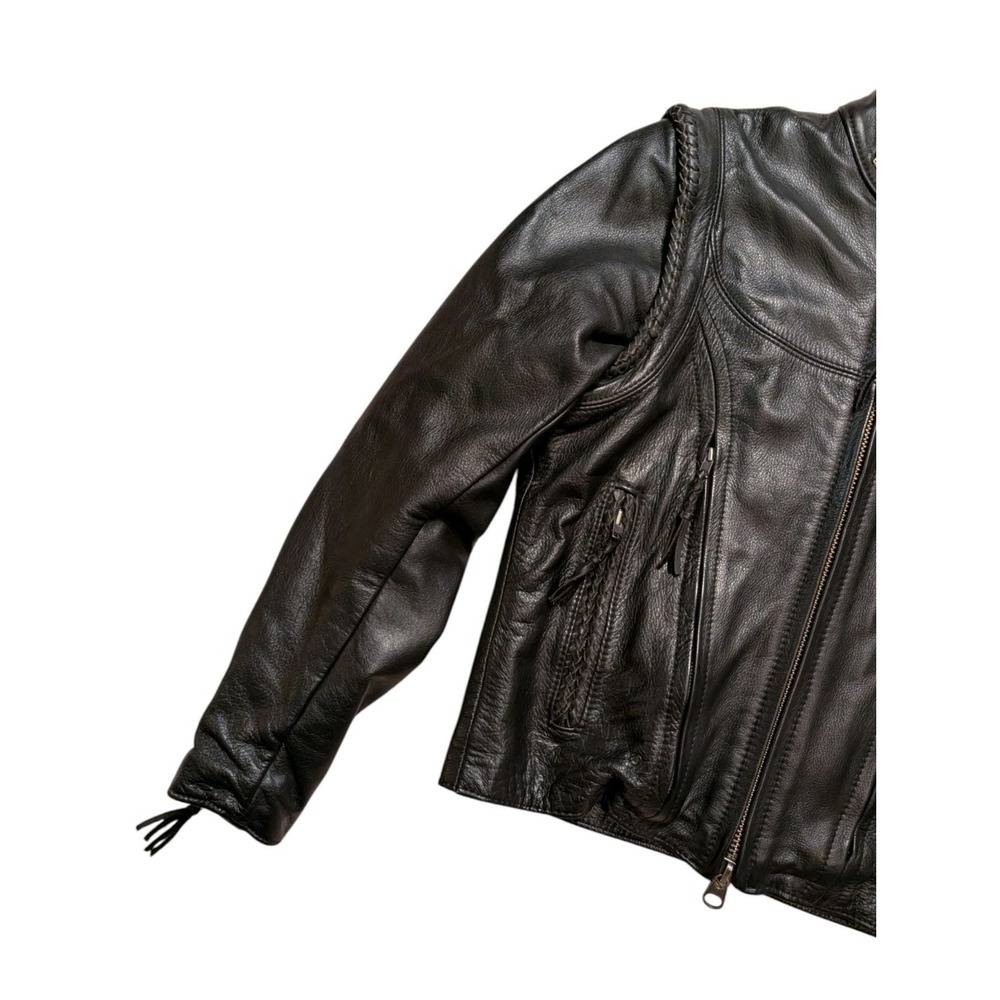 Harley Davidson Womens WILLIE G Zip Off Sleeves Black Leather Jacket 98515 M - Picture 8 of 12